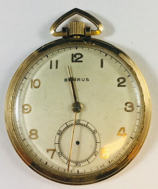 14 kt Gold filled Benrus 17 Jewel Pocket Watch eBay
