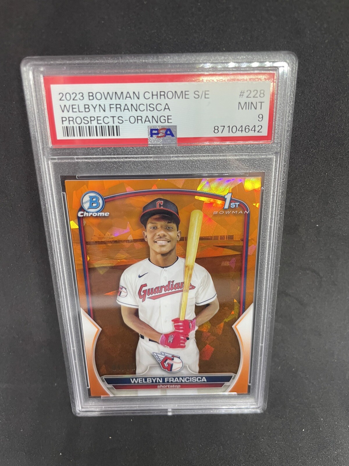2023 Bowman Chrome Sapphire Welbyn Francisca Orange 1st Rookie /75 PSA 9