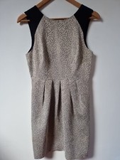Whistles Silk Trim Gold Sparkly Smart Evening Dress Size 10