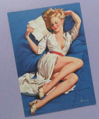 ORIGINAL Gil Elvgren Too Good to Be True um 1940 Pin Up Kalender Druck
