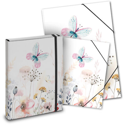 itenga Mappen SET SCHMETTERLING 3teilig Heftbox Gummizugmappe A4 Zeichenmappe A3