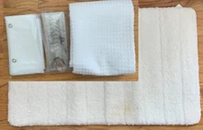 Nueva Spa 4pc Bath Set: waffle textured shower curtain, liner,hooks, rug, White