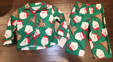 Carter's Just One You 2-Piece Green Pajama Set-Santa  Reindeer Sz 18 Months 2T