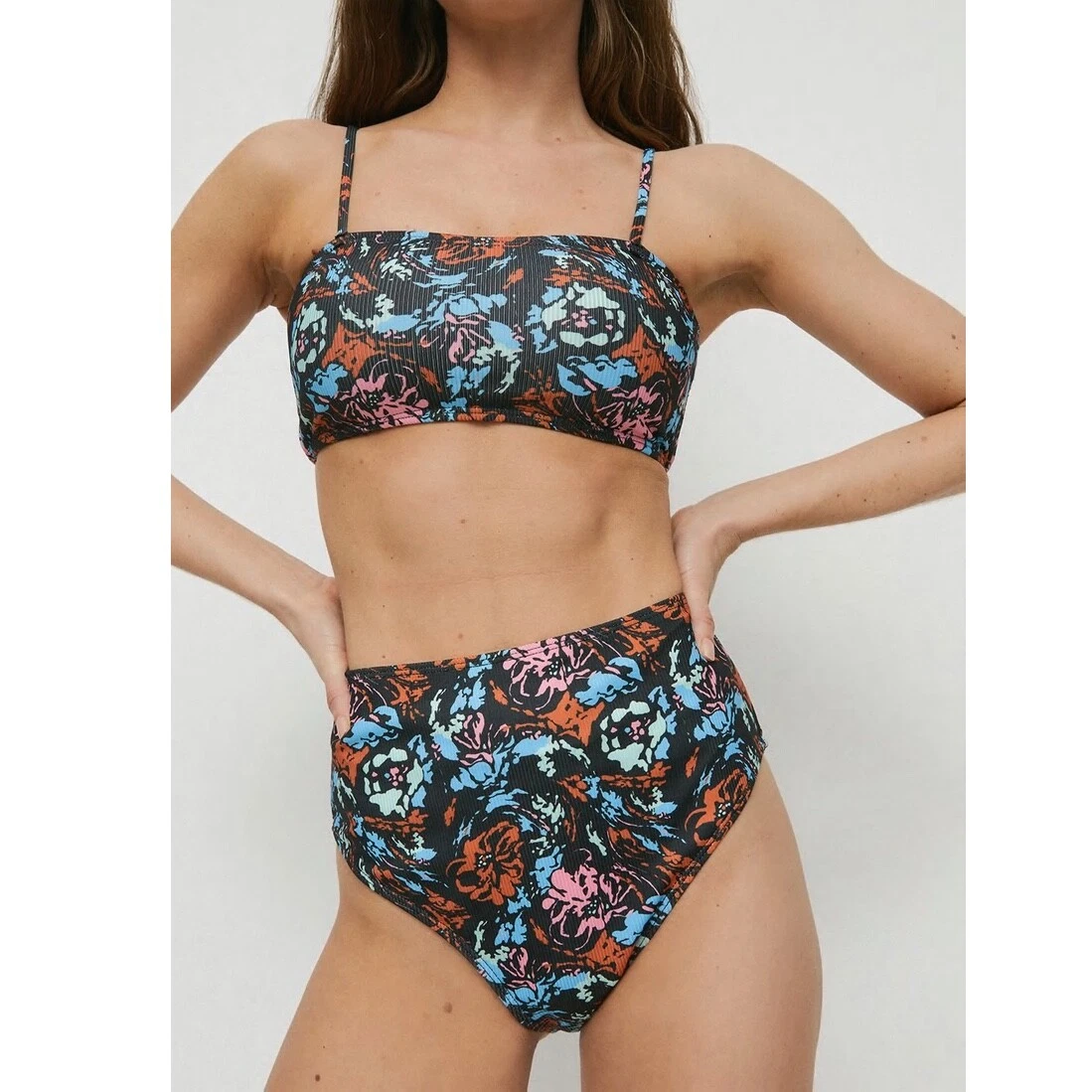 Warehouse Abstract Floral High Waisted Bikini size uk 10