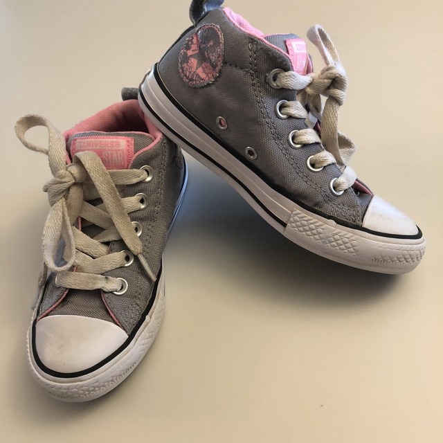 Converse All Star Youth Girls Size 13 Gray Pink Hitop Shoes eBay