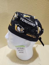 Pittsburgh Penguins NHL Men's Skull/Chemo Surgical Scrub Hat/Cap Handmade
