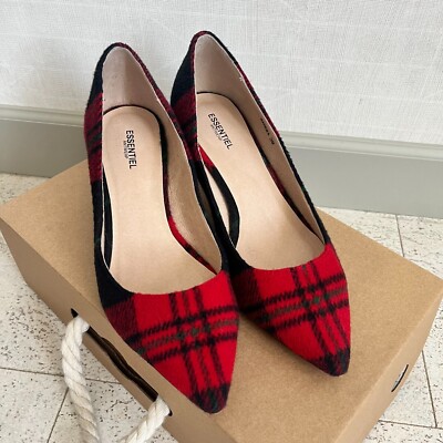Essential Antwerp Womens Red Plaid Heels