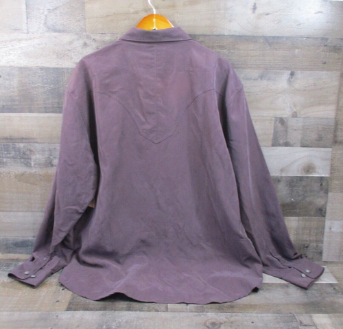 Scully Western Shirt Mens 2XL Purple Suede Five Star Point Button Up Long Sleeve - Picture 3 of 16