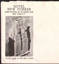 1933 Hotel New Yorker New York NY  #10 Advertising Cover