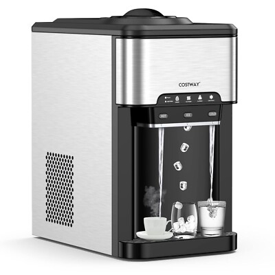 3-in-1 Eiswürfelbereiter Eisbereiter Desktop-Wasserspender mit Heiß&Kalt Wasser