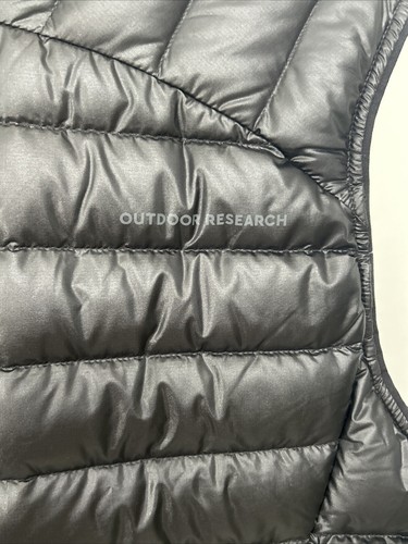 Outdoor Research Women's Helium Goose Down Vest Sz L Diamond Fuse Black OR Logo - Picture 7 of 16