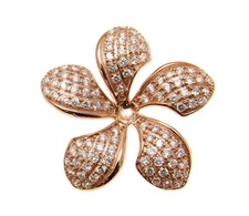 ROSE GOLD ON SOLID 925 STERLING SILVER HAWAIIAN PLUMERIA SLIDE PENDANT CZ