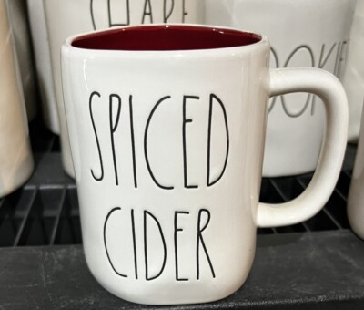 Rae Dunn ''SPICED CIDER'' Mug Artisan Collection By Magenta White Red Interior