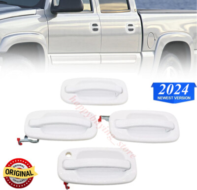 For 1999-06 2007 Silverado Front Exterior Olympic White Painted Door Handle L&R 