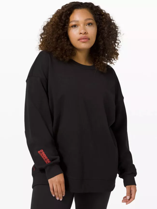 Lululemon Perfectly Oversized Crew Black Size 8 MEMBER Sweatshirt Large