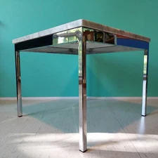 Vintage 1960's Marble Modern Design Table Chrome Base multiple use solid mcm