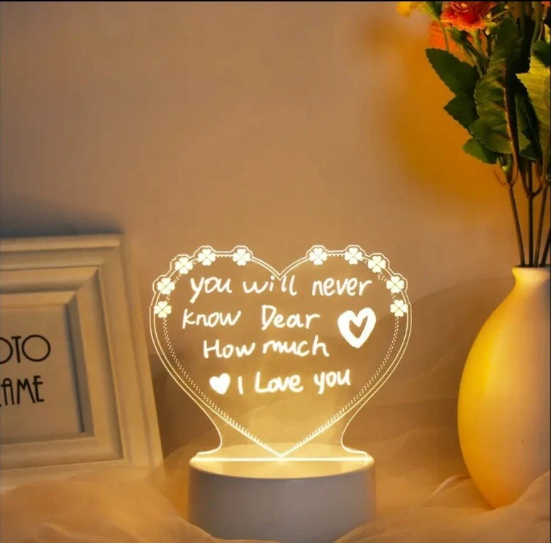 Creative Heart Shape Computer Night light Message Board Decoration USB.  - Image 2 of 4