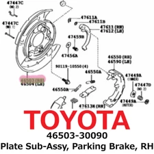 【NEW】Toyota Genuine 1998-2010 Lexus Plate Sub-Assy, Parking Brake RH 46503-30090