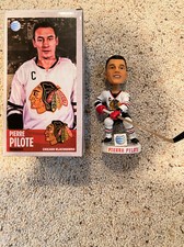 SIGNED, RARE BOBBLEHEAD OF CHICAGO BLACKHAWK HALL OF FAME GREAT PIERRE PILOTE