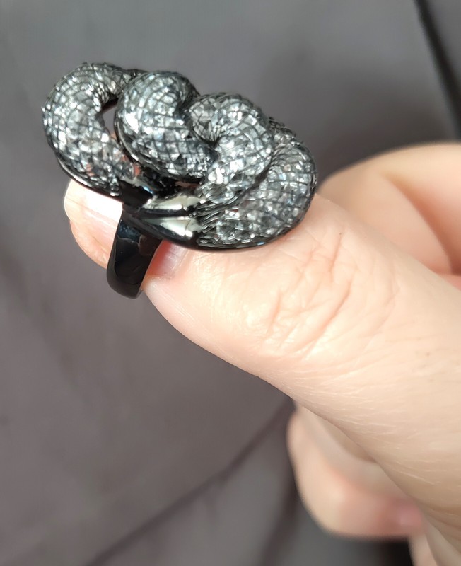 Hypoallergenic Black Stainless Steel Fashion Ring Cubic Zirconia Mesh Size 8