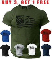 Eagle Distressed  Flag USA T Shirt Patriotic Army Tee American Eagle T-shirt 