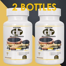 2 Natural Black Seed Oil Capsules 100% Cold Pressed - Immune Support, Detox Aid