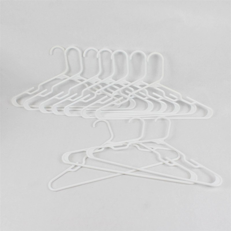 Lot of 10 White Plastic Clothes Hangers Shirts Pants Closet Organization