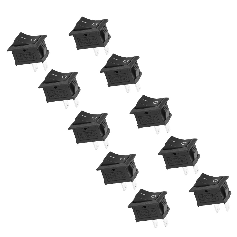 10PCs 2&8209;Pin Switch Rocker On Off 2&8209;Position Plastic Industrial