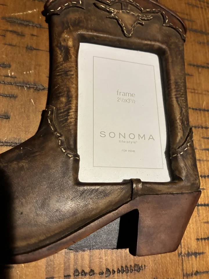 Marco de fotos de botas occidentales Sonoma Life + Style 2,5”x 3,5” decoración de vaquero Foto 3 de 4