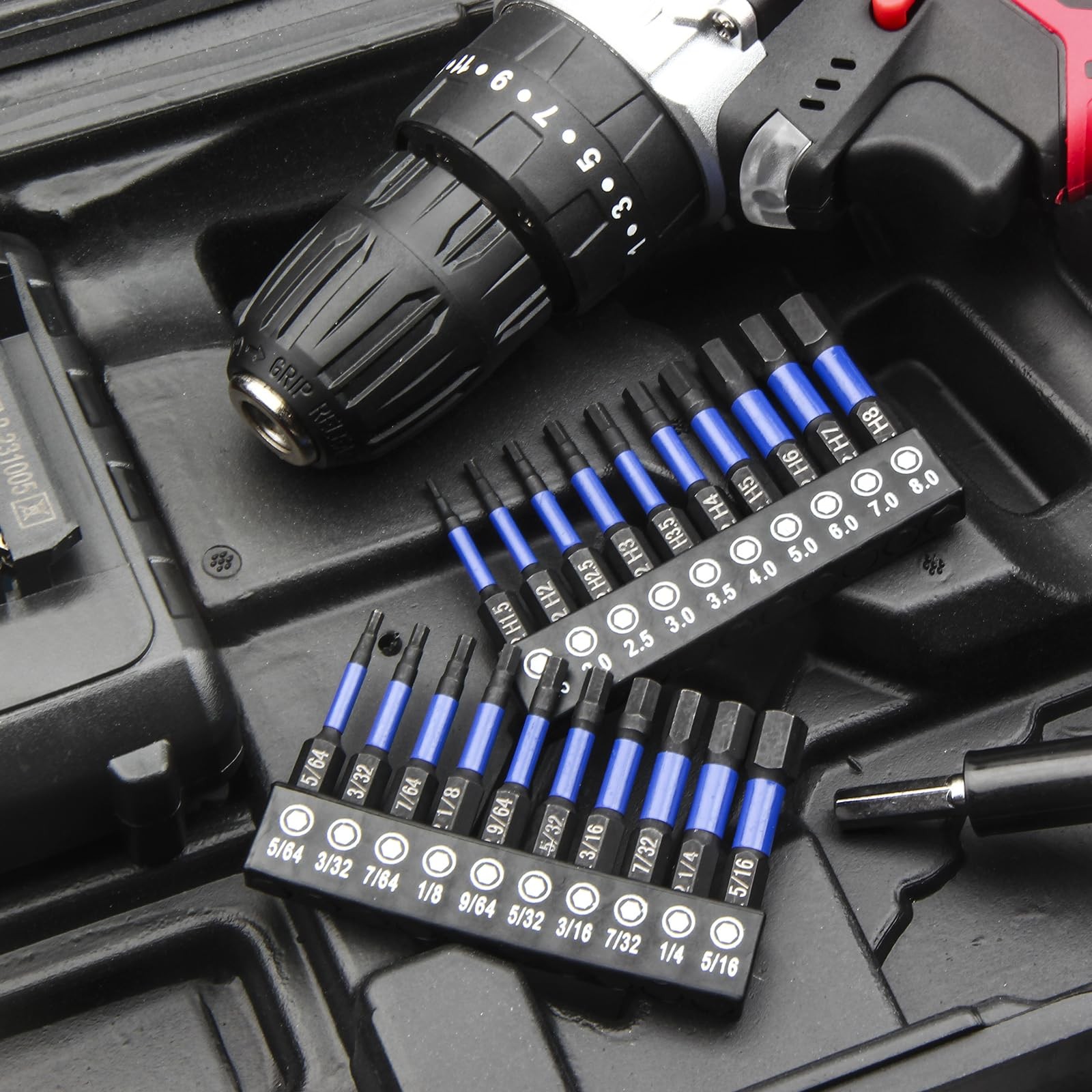 Impact Hex Head Allen Wrench Drill Bit Set 10 Pcs - Metric, S2 Steel Hex Bits...