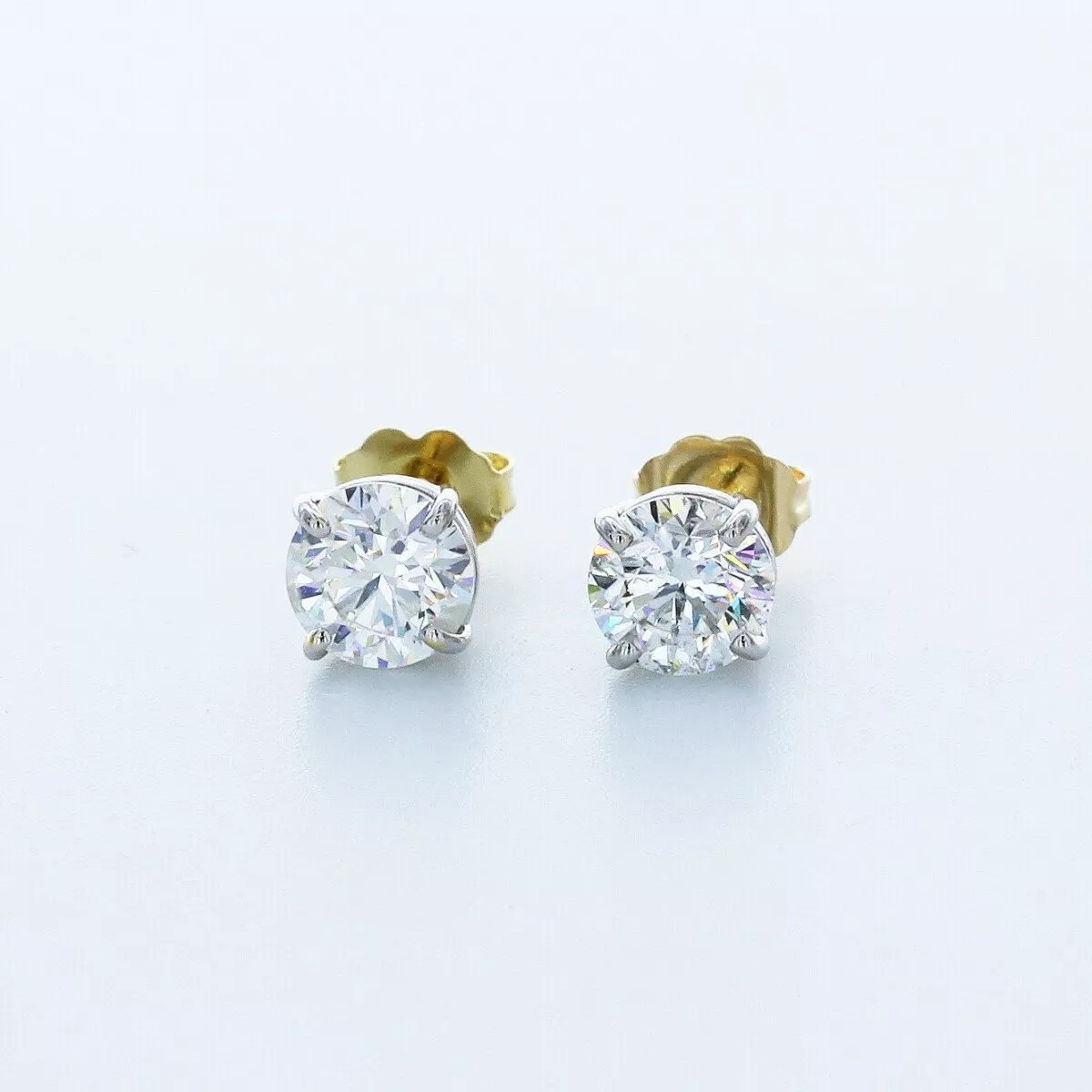 Stud Earrings Classic Solid 14K White Gold 3 Carat Round Natural Diamond G SI1-image