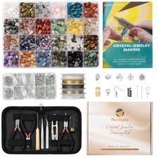 Jewelry Making Kit DIY Natural Crystal Chip Stones Beads Tools kit Jewelry Wi...