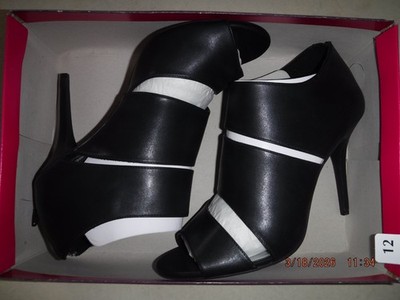 FIONI SIZE 12 BLACK IGNITE FLAMME OPEN TOE HIGH HEEL SHOES - NEW IN BOX!