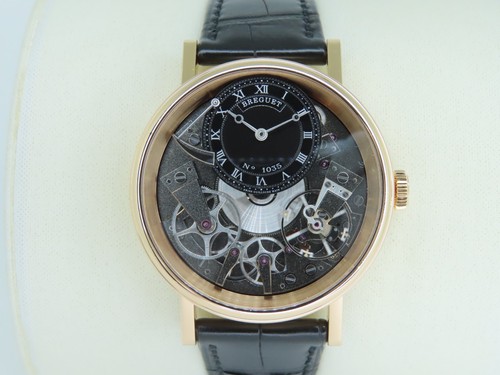 Breguet Tradition 7057BR 40mm 18K Rose Gold Manual Wind Black Dial Watch FullSet