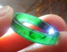 Video Certified Green Natural A JADE Jadeite Rectangle RING USA. 7.25    725453