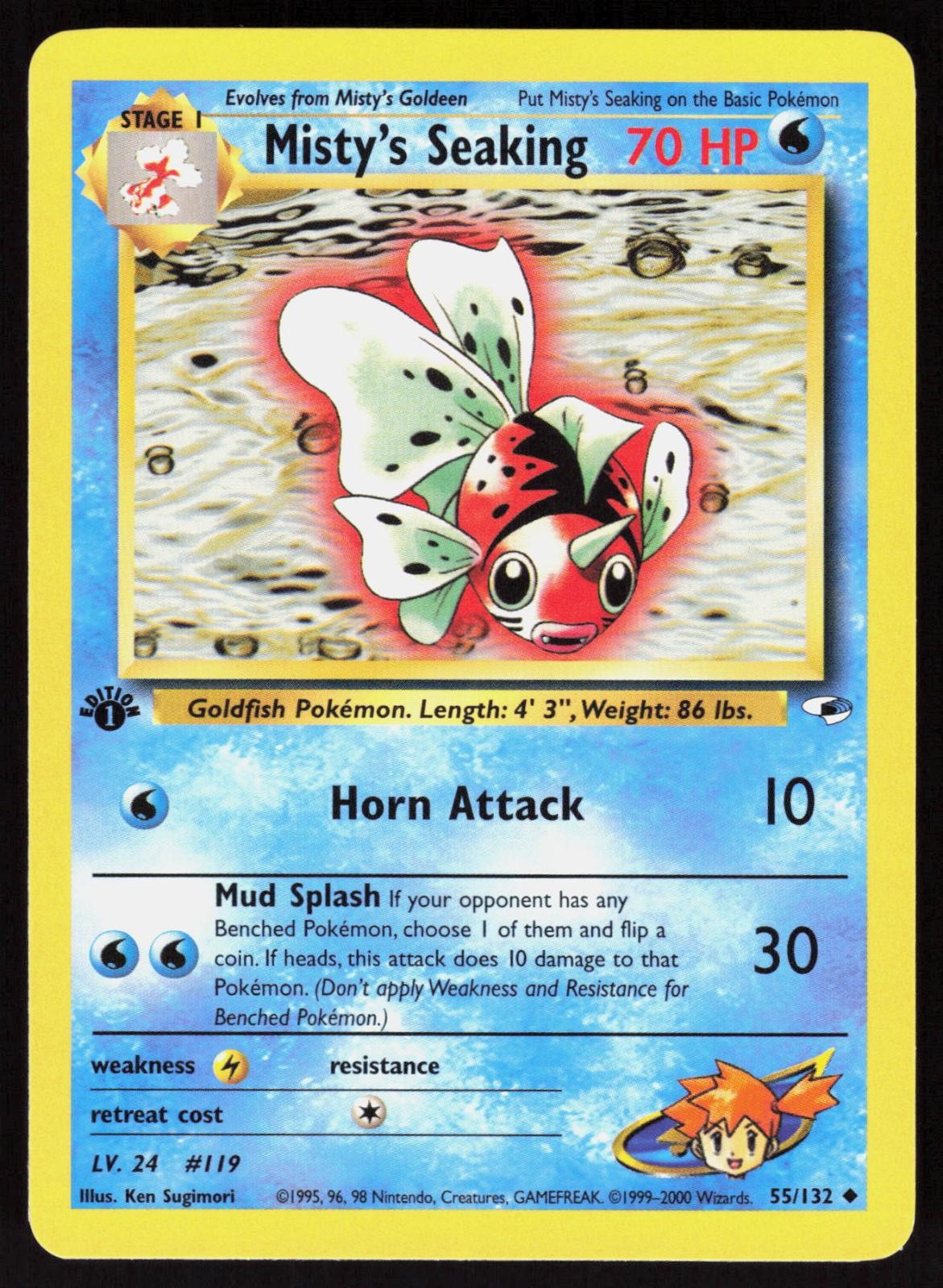 Misty's Seaking 55/132 Uncommon Gym Heroes 1st edition Pokemon NM 01-03-175