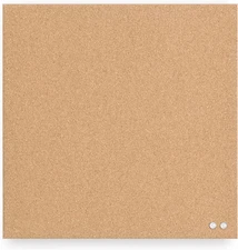 Frameless Square Cork Bulletin Board, Office Supplies, 14” X 14”, Natural, with
