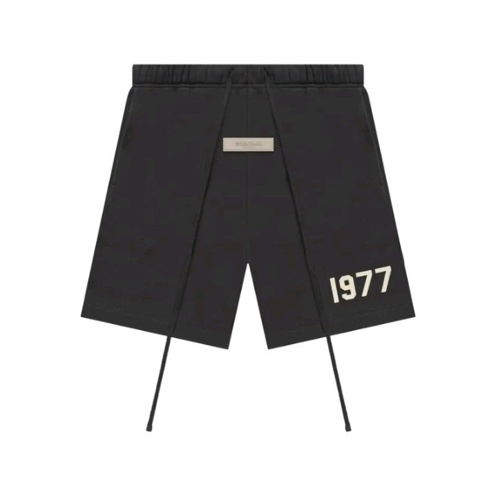 Fear of God Essentials 1977 Iron Sweat Shorts Black Drawstring Logo Men's