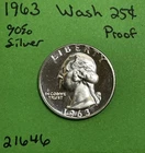 1963 Washington Quarter Gem Proof 90% Silver