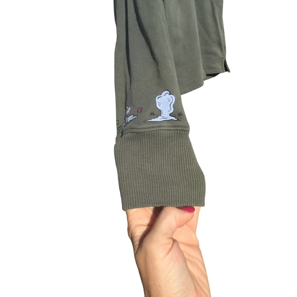 Opening Ceremony Womens Sweatshirt Size S Green Beaded Asian Thrashed Leisure - Image 4 of 4