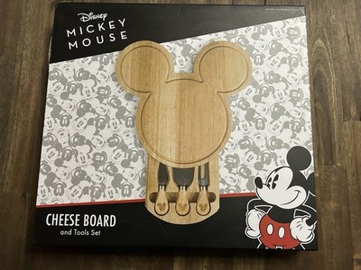 Picnic Time Mickey Mouse Cheese Board Set, Wood, 4 Tools, Animal Shape, Brown