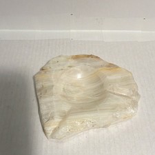 Stone Ashtray Irregular Shape White Beige Dec...