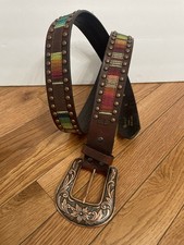 Ariat Serape Copper Buckle Leather Studded Belt Size Large A1526097 Multicolored