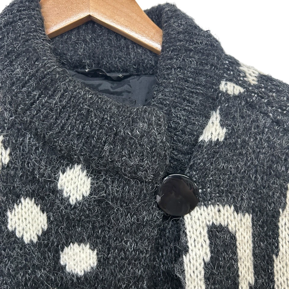 Vintage Carlisle Couture Dark Gray Abstract Knit Sweater Coat M Art to Wear 80s - Image 3 of 4