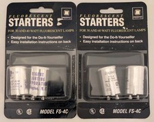 Lot Of 4 2 2 Packs NIB Fluorescent Starters - 30 40 Watt Lamps FS-4C Regent