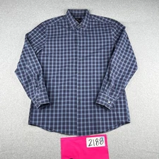 Hugo Boss Shirt XL Blue Check Slim Fit Easy Iron Button Up Long Sleeve Mens