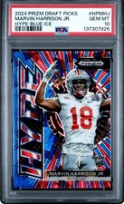 2024 Prizm Collegiate Draft Picks Marvin Harrison Jr Hype RC Blue #/99 PSA 10