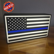 Police Blue Lives Matter American Flag Light Box USA LED Man Cave Sign