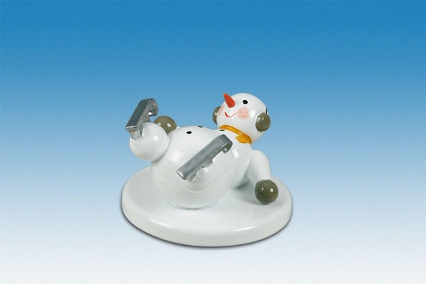 Holzfigur Weihnachtsfigur Schneemann Poklatscher HöHe Ca 6,5 Cm NEU Erzgebirge-image