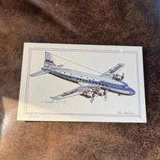 Roy Anderson Art Airplane Jet Postcard Douglas DC 6 United Air Johns Byrne 1973